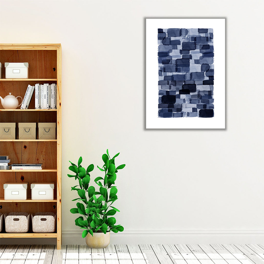 Navy Blue Watercolor Block - Canvas Print Wall Art