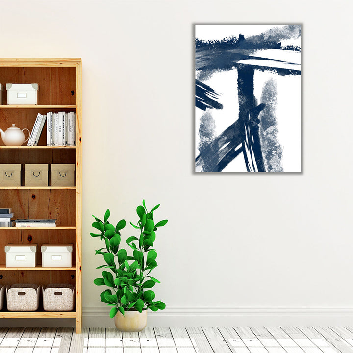 Navy Striking Seams 1 - Canvas Print Wall Art