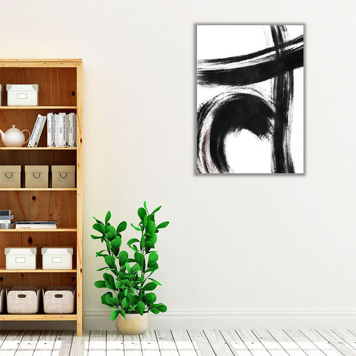 Strokes 1 Black And White - Canvas Print Wall Art