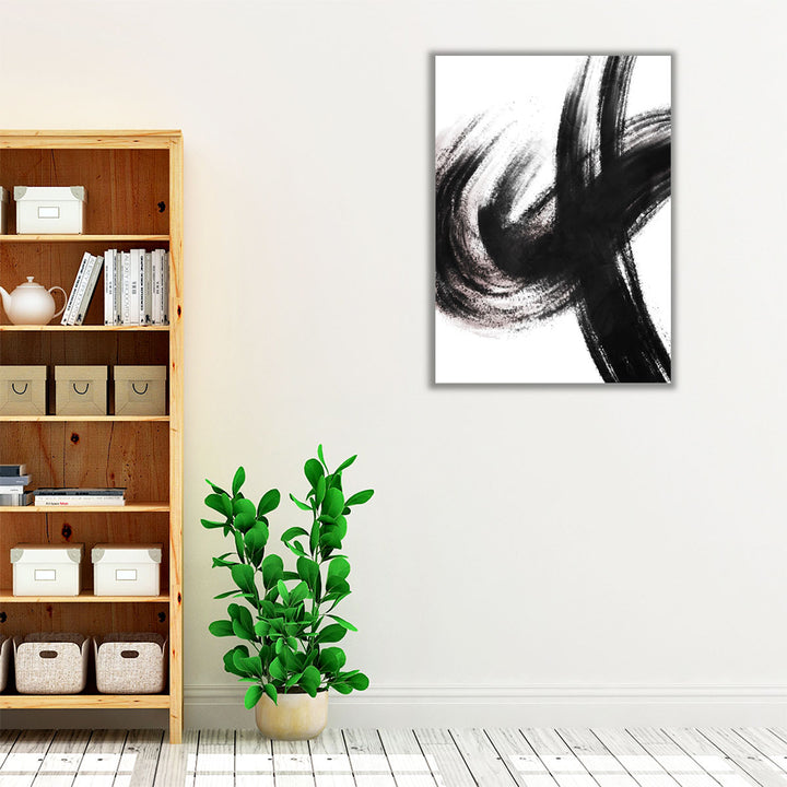 Strokes 2 Black And White - Canvas Print Wall Art