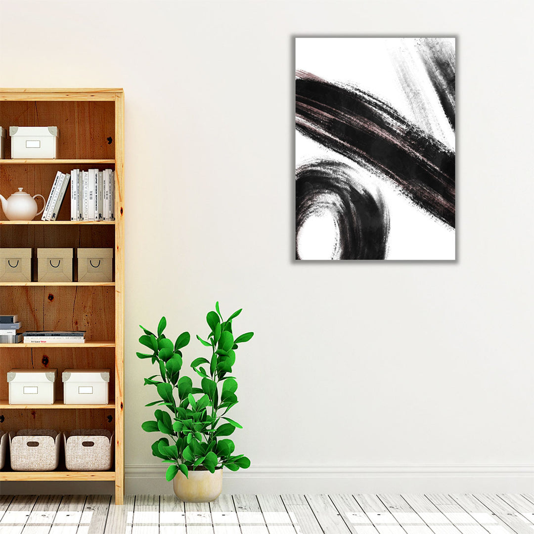 Strokes 3 Black And White - Canvas Print Wall Art
