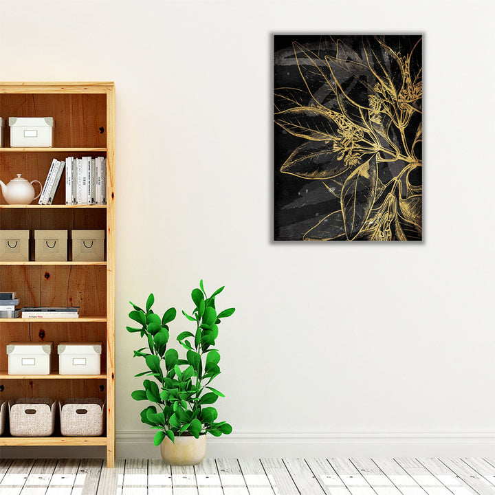 Golden Abstract Floral Mate - Canvas Print Wall Art