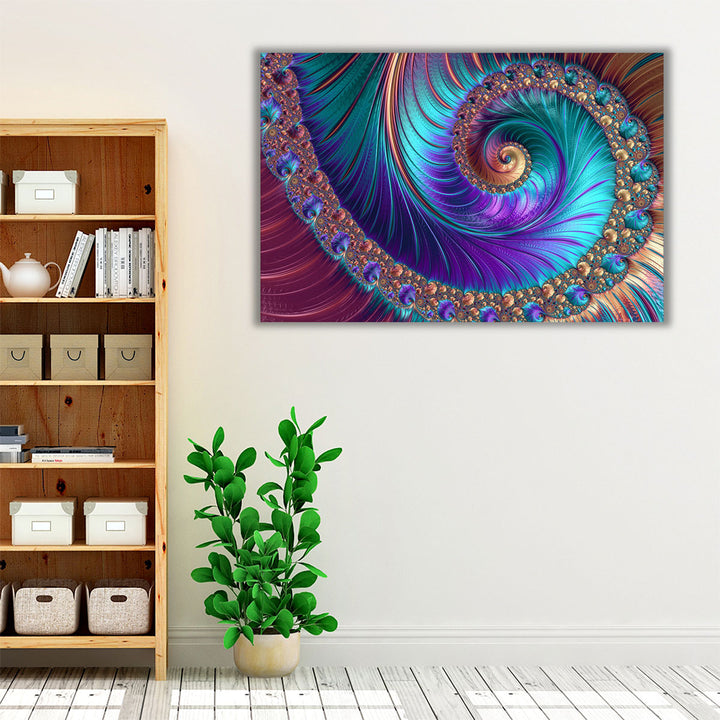 Abstract Blue Fractal Patterns - Canvas Print Wall Art
