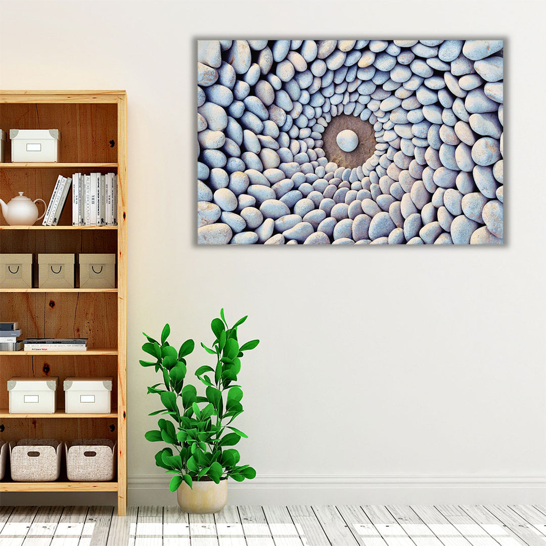 Sea Stones Laid Out in the Form of a Circle - Canvas Print Wall Art