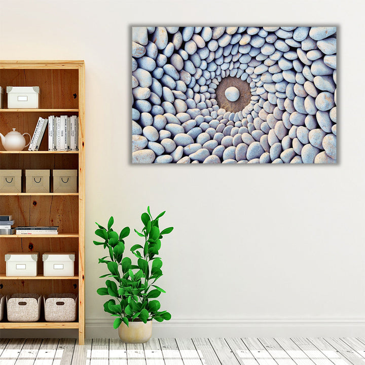 Sea Stones Laid Out in the Form of a Circle - Canvas Print Wall Art