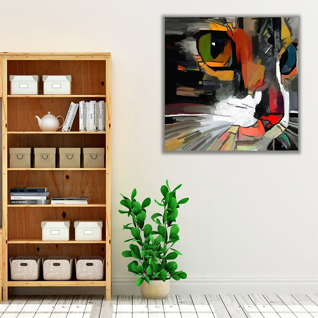 Face Of a Cat, Brushstroke Style Art - Canvas Print Wall Art