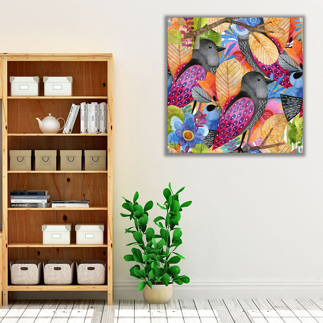 Wildflowers and Birds - Canvas Print Wall Art