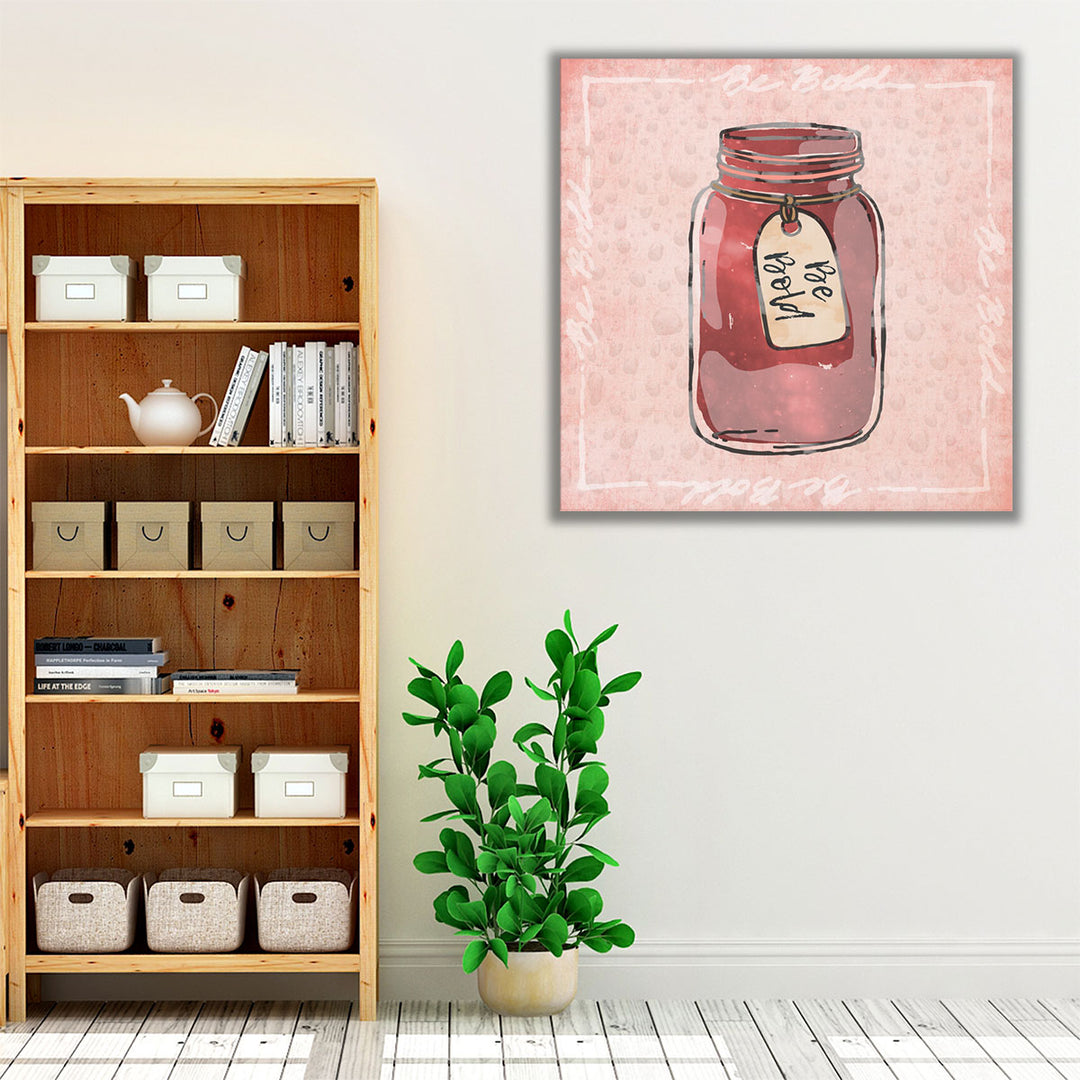 Red kitchen wrapped canvas - jar art