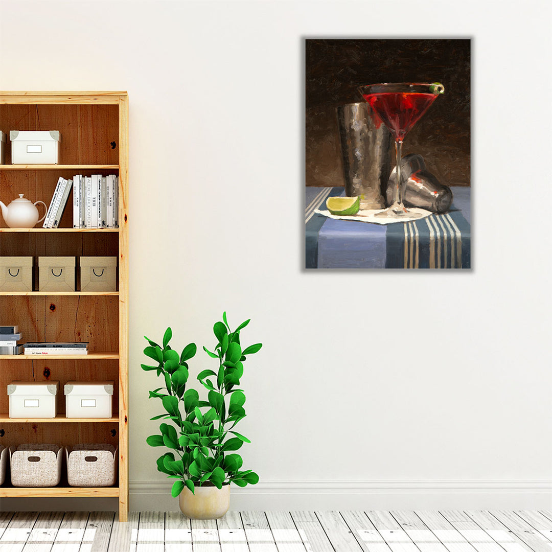Kitchen Wrapped Canvas – vibrant red cocktail décor