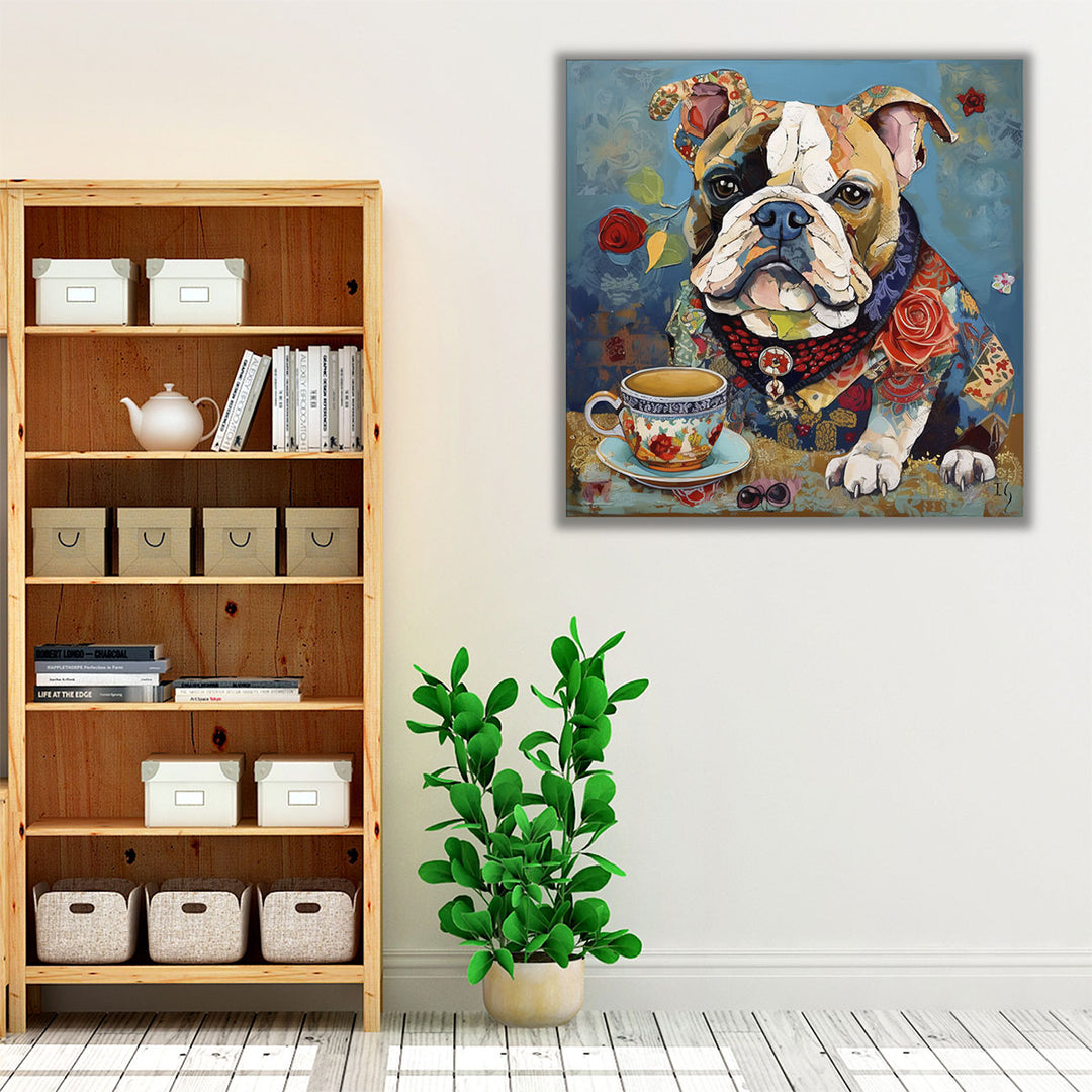 cozy coffee dog décor – canvas print