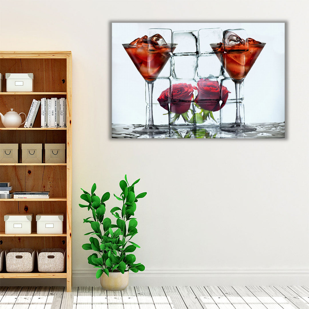 bar artwork – neutral and brown rose display