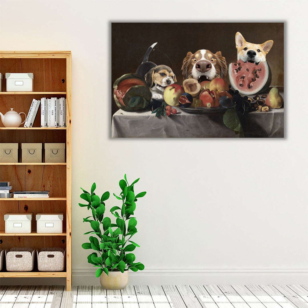 Still Life With Fruit And Caraf -  Pensionante Del Saraceni - Redux - Canvas Print Wall Art