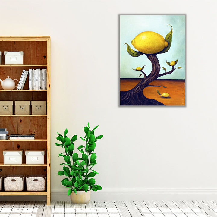 yellow botanical kitchen tree artwork