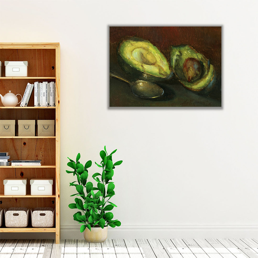 Kitchen Wrapped Canvas – green brown décor