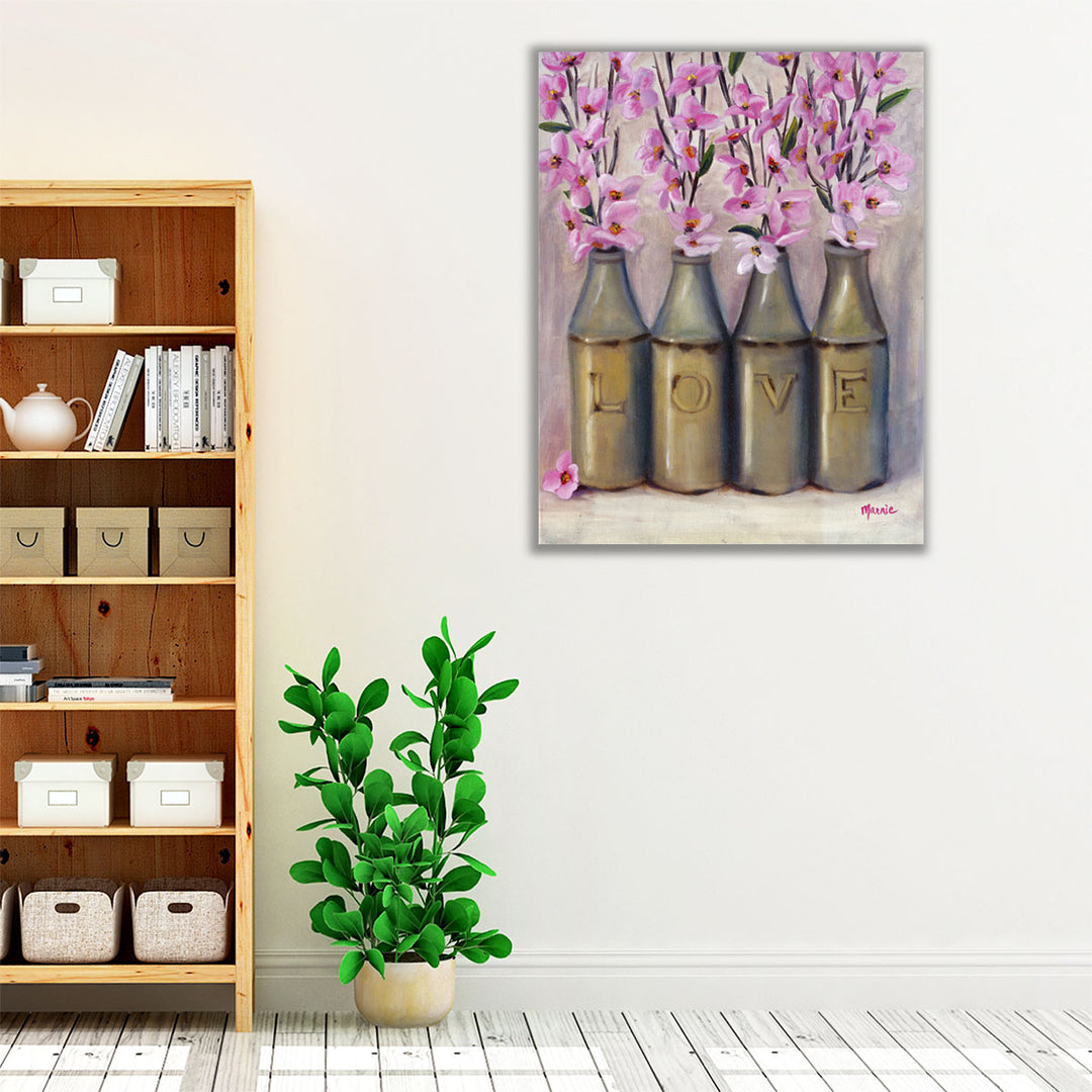 living room décor – contemporary pink floral print