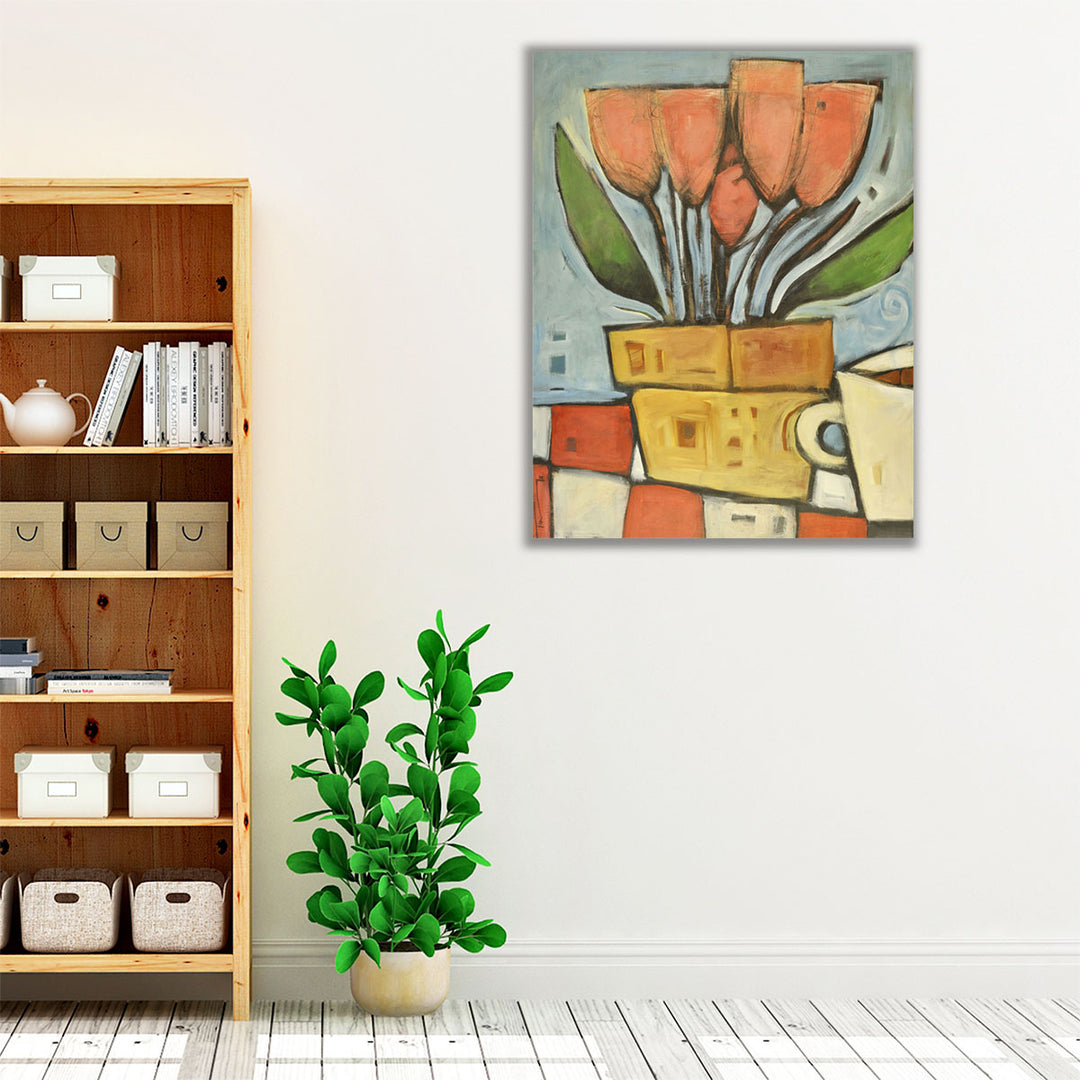 Tulips And Coffee - Canvas Print Wall Art