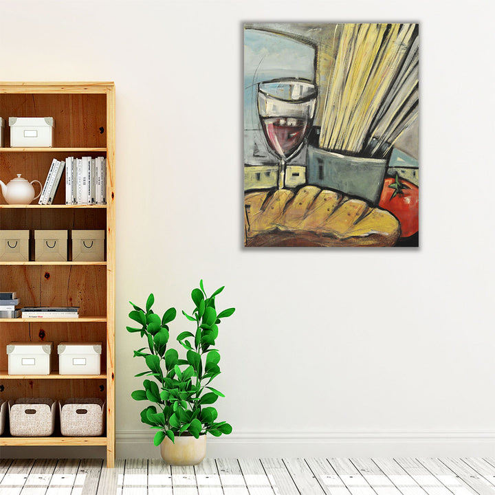 Kitchen wrapped canvas wine impressionist art
