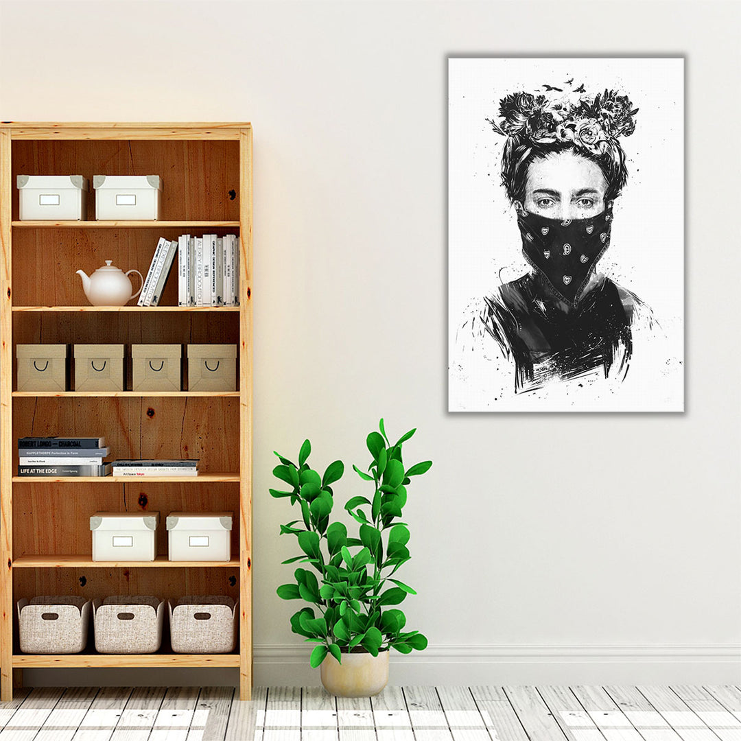 Rebel Girl Black and White - Canvas Print Wall Art