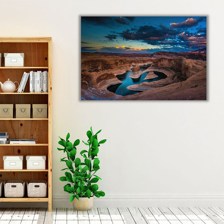 Landscape canvas art brown blue contemporary