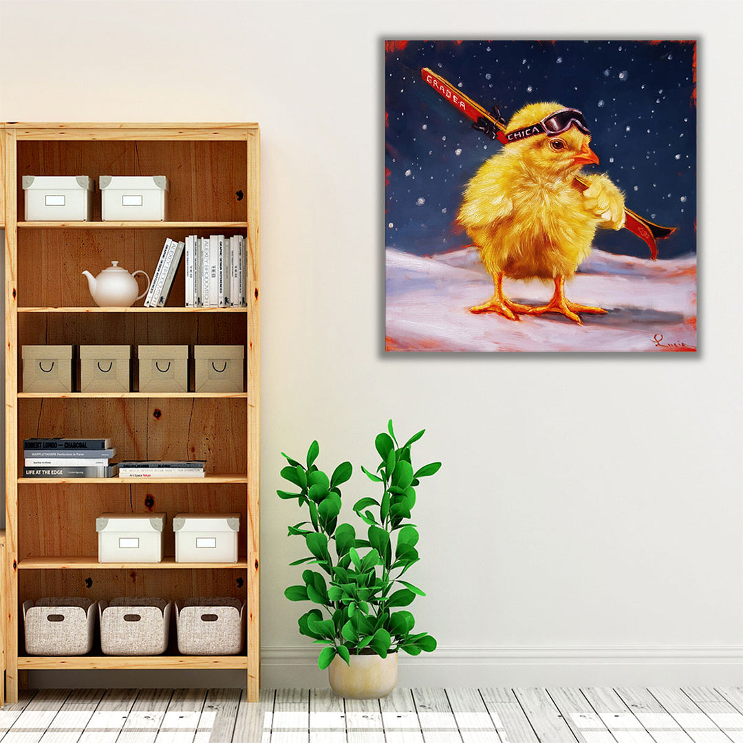 Chick With Sticks - Canvas Print Wall Art