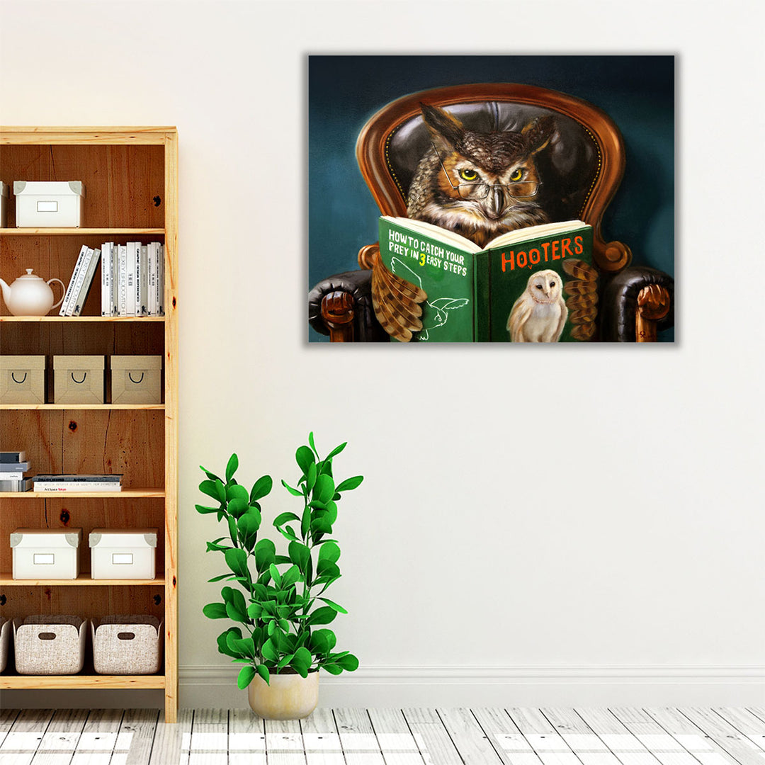 Owl With Book - Canvas Print Wall Art