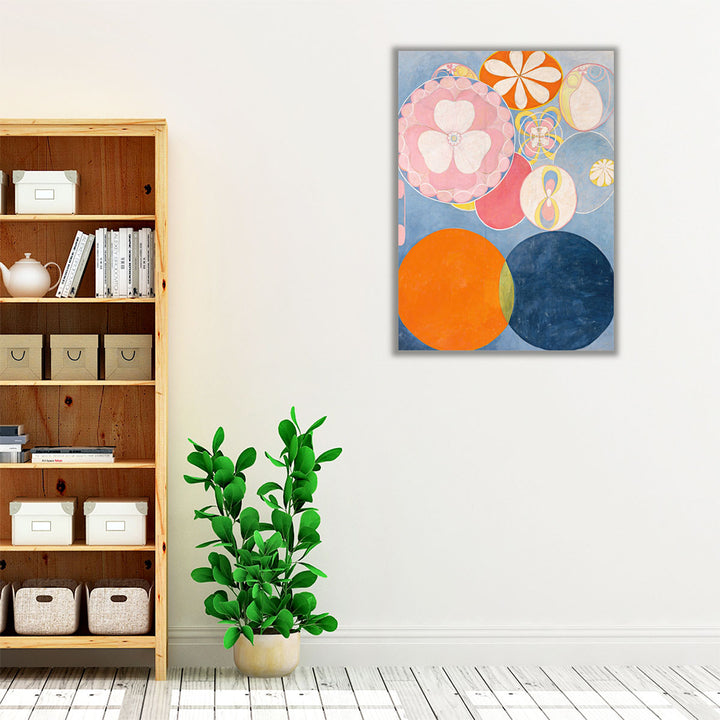 modern living room art – blue, orange, pink canvas