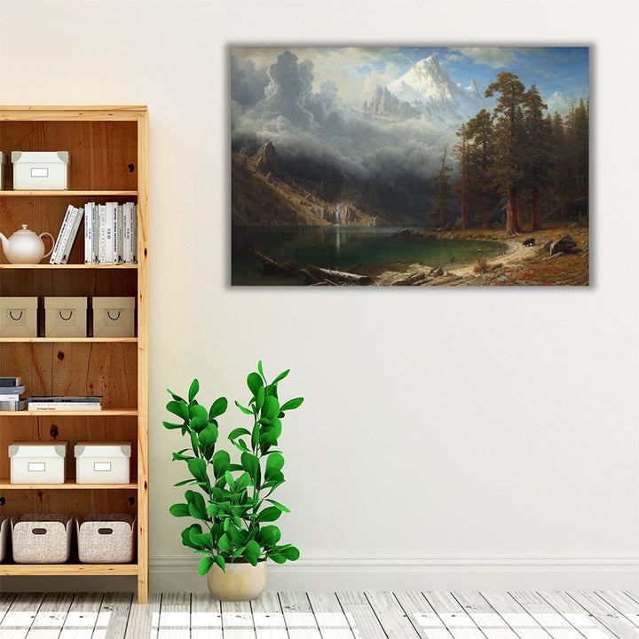 Framed canvas serene mountain bedroom décor