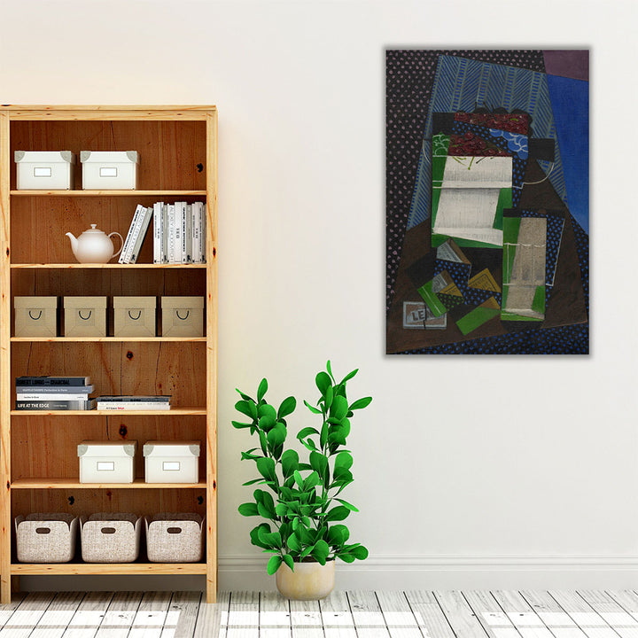 Black blue green neutral fruit decor canvas