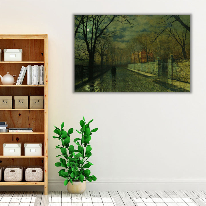 Espresso framed canvas rain-kissed houses decor