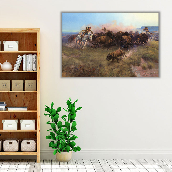 Buffalo Hunt - Canvas Print Wall Art