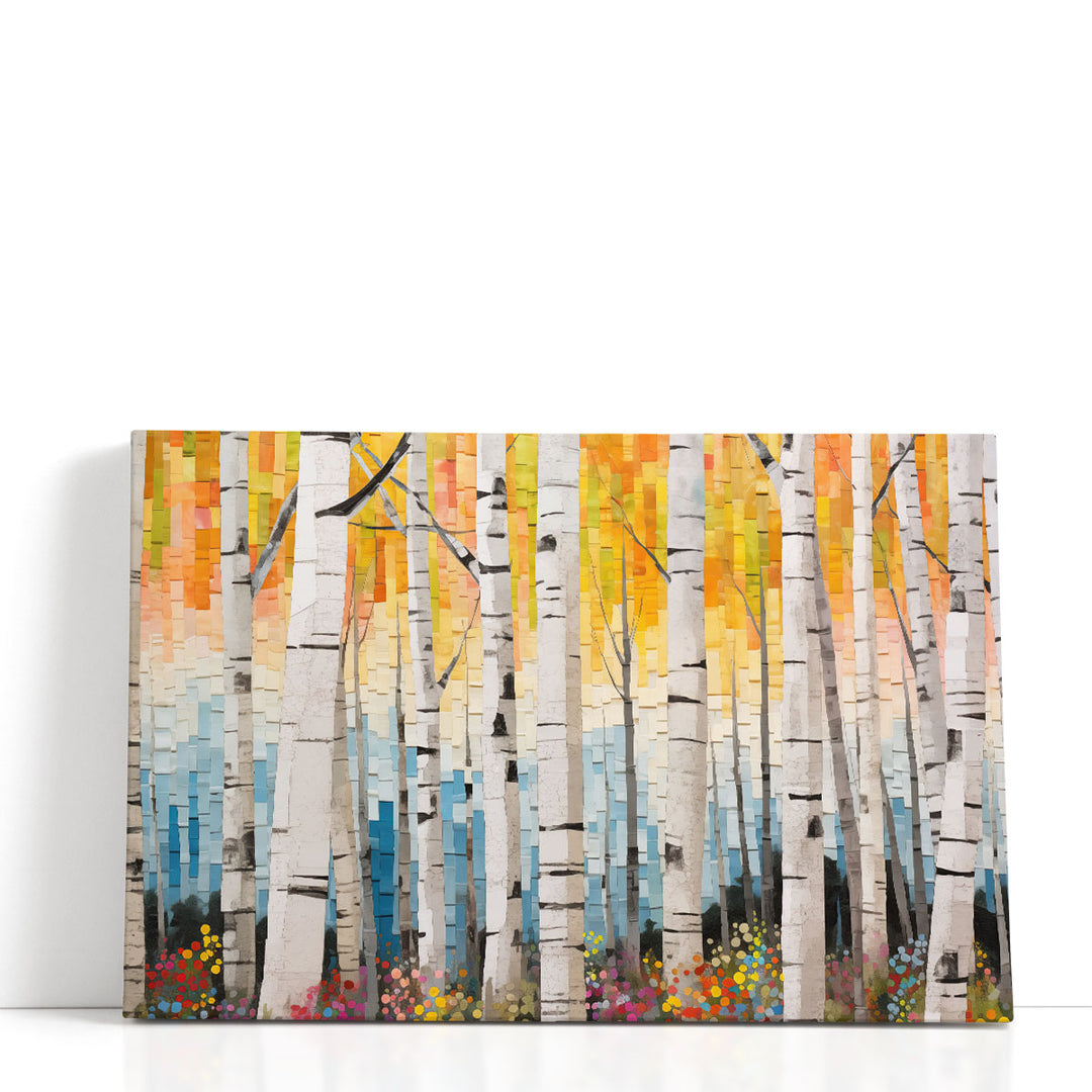 Birch Groove & Bloom - Canvas Print Wall Art