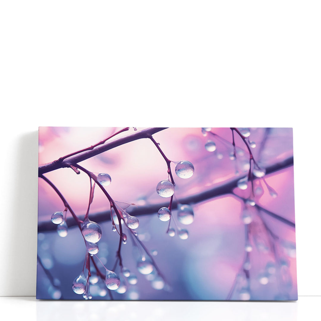 Dewdrops on Tree Branches - Canvas Print Wall Art