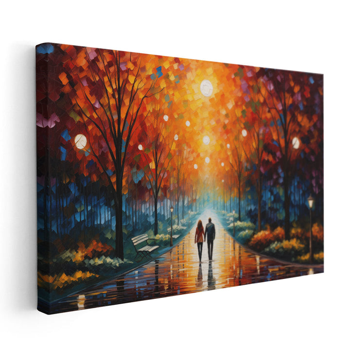 Glowing Park Romance - Canvas Print Wall Art