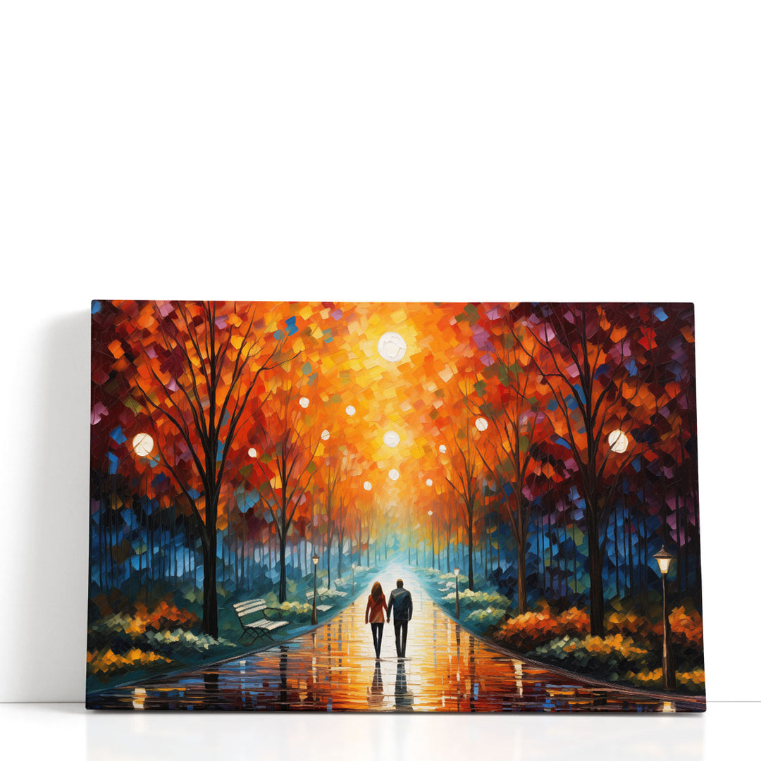 Glowing Park Romance - Canvas Print Wall Art