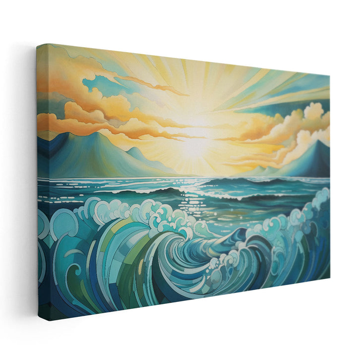 Green Coastal Whispers - Canvas Print Wall Art
