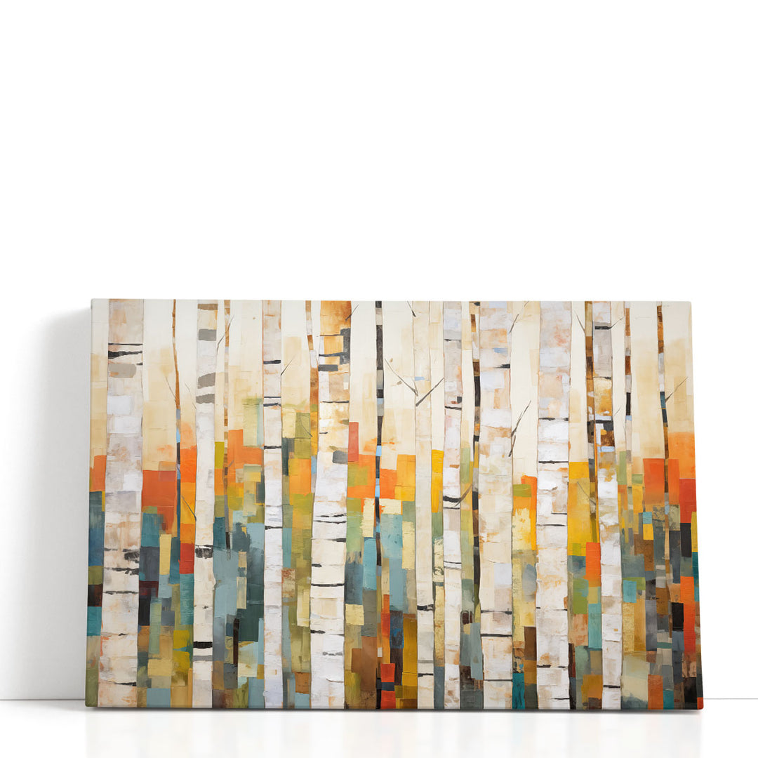 Multi-layered Birch Mosaic - Canvas Print Wall Art