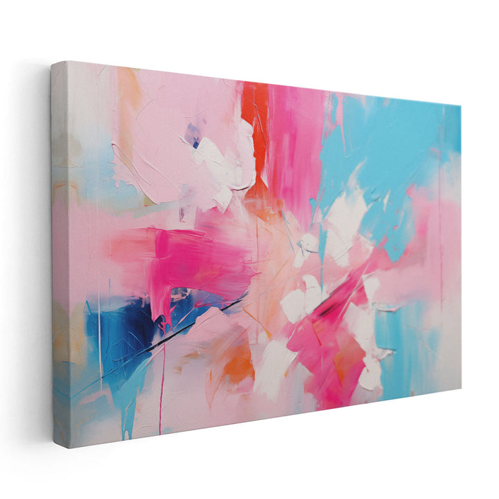 Pastel Pink, Blue, White Abstract - Canvas Print Wall Art