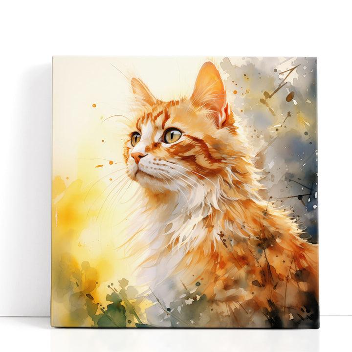 Cat's Inkwash Purrtrait - Canvas Print Wall Art