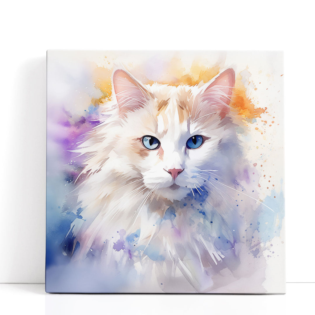 Energetic Watercolor Purr - Canvas Print Wall Art