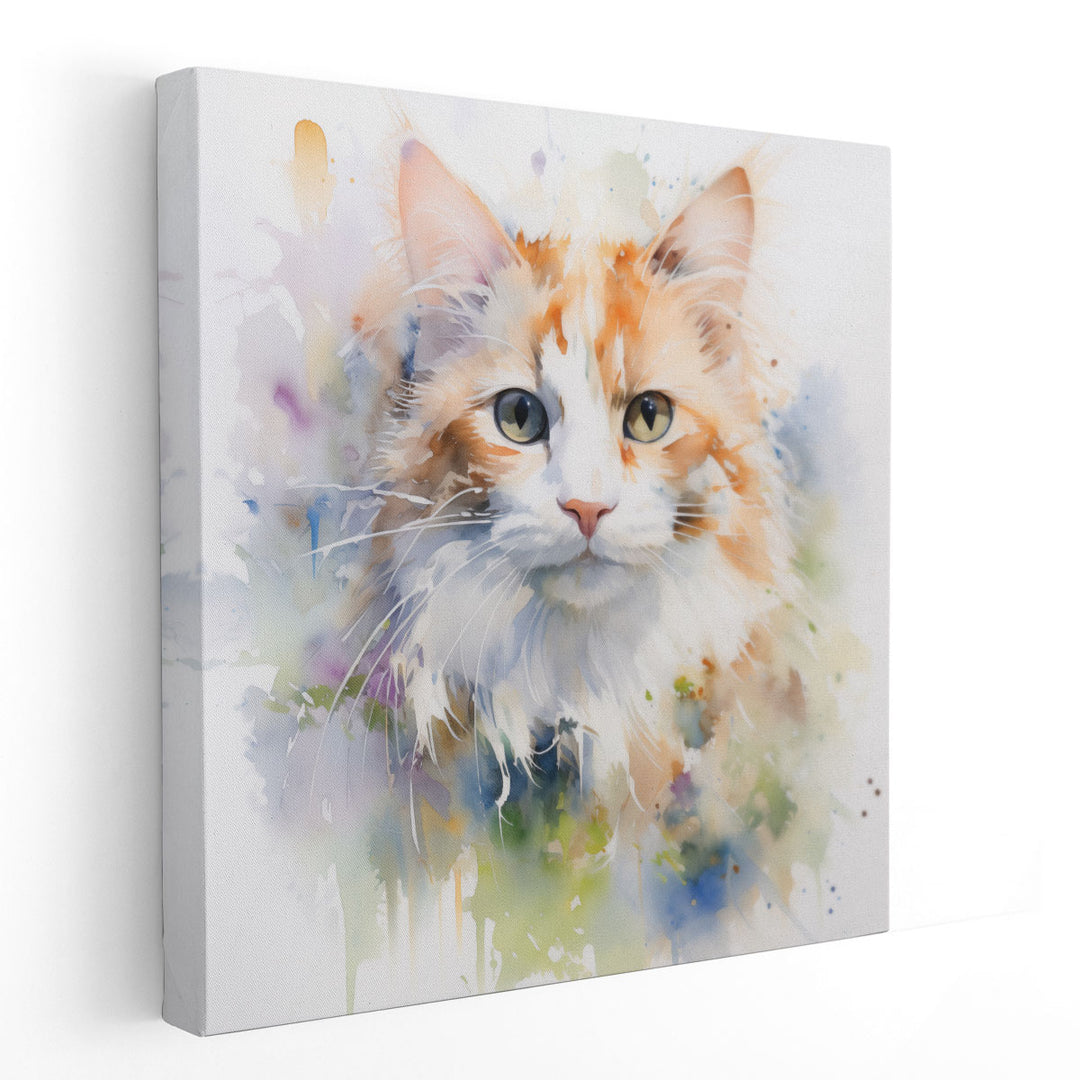 Energetic Watercolor Purr 3 - Canvas Print Wall Art