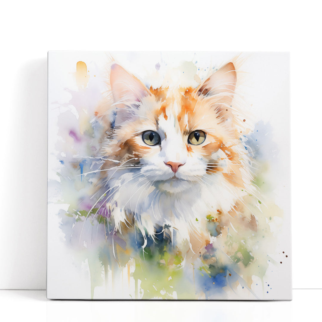 Energetic Watercolor Purr 3 - Canvas Print Wall Art