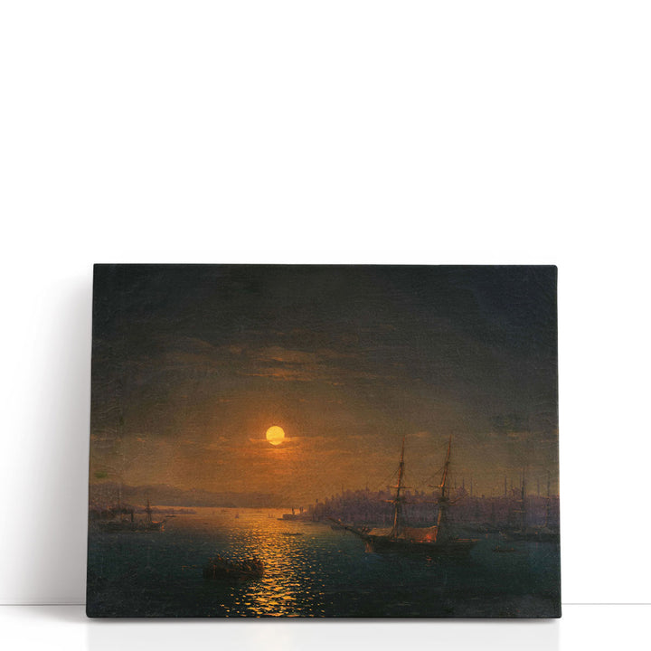 Istanbul, The Golden Horn in the Moonlight - Canvas Print Wall Art