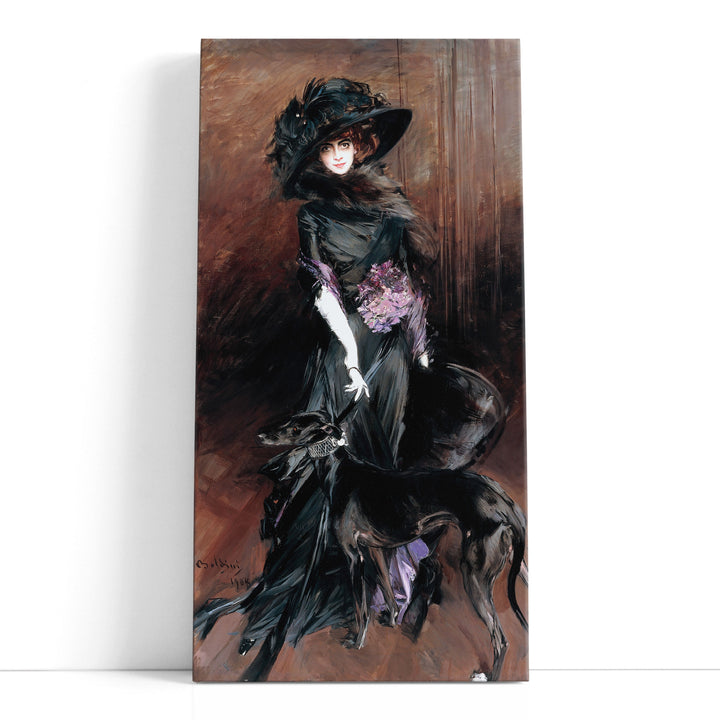 Portrait of La Marchesa Luisa Casati with Greyhound - Canvas Print Wall Art