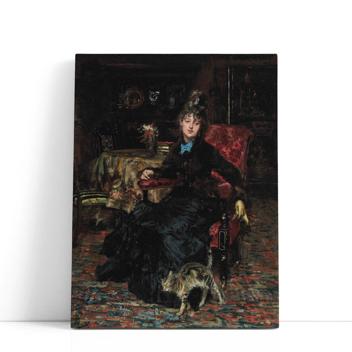 Signora Seduta Con Gatto - Canvas Print Wall Art