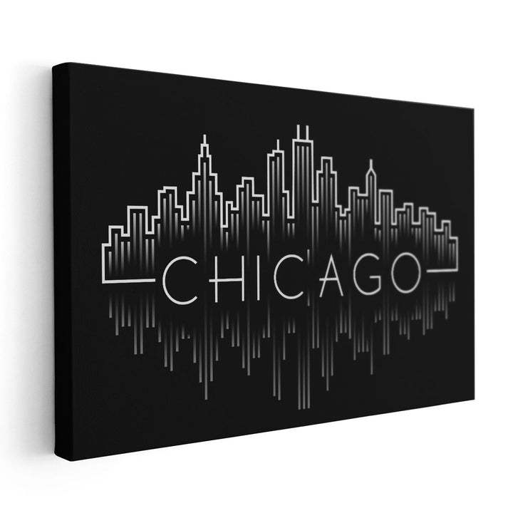 Chicago City Skyline in Line Art Style - Canvas Print Wall Art