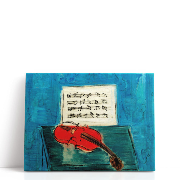Violon Rouge sur fond Bleu - Canvas Print Wall Art