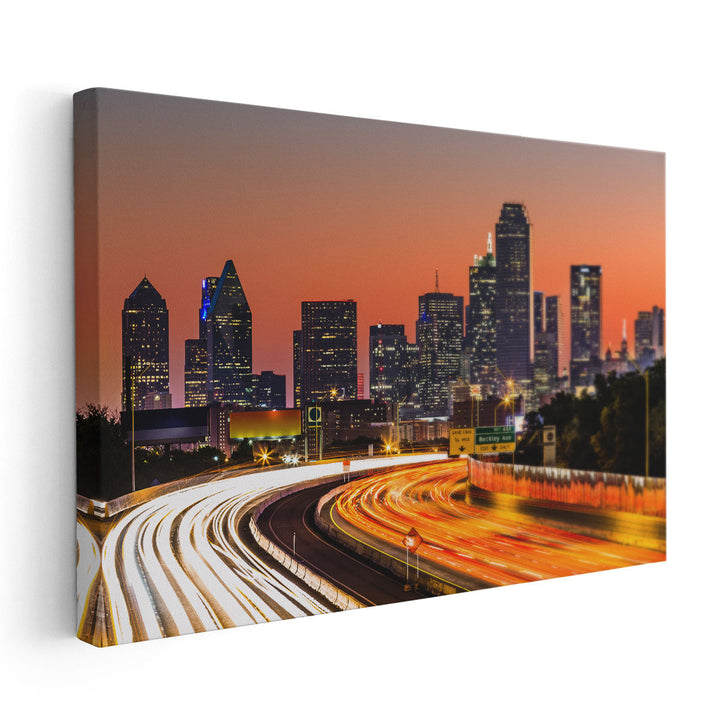 Dallas City Skyline At Sunrise - Canvas Print Wall Art