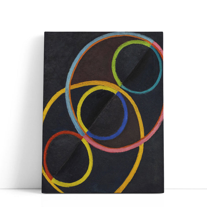 Black Relief with Colored Circles - Canvas Print Wall Art
