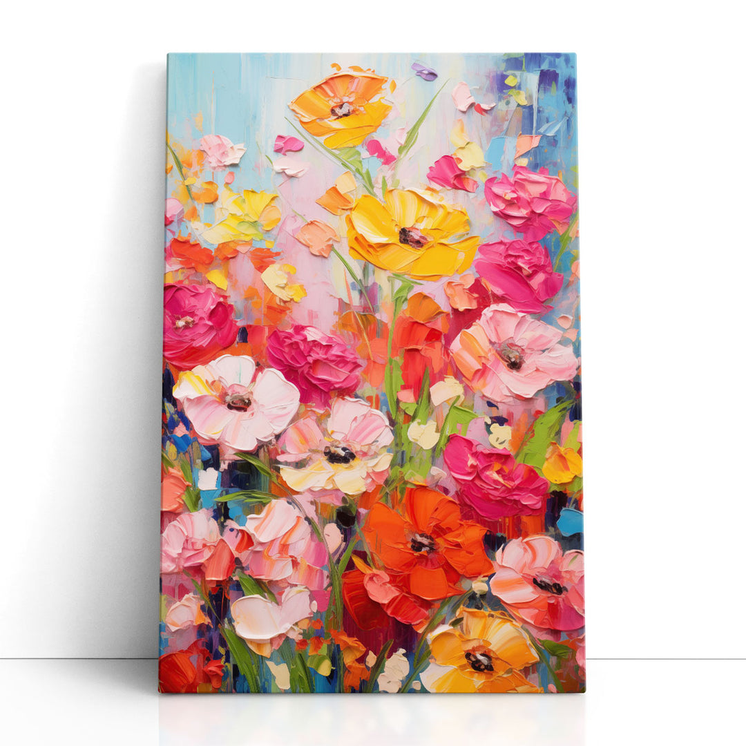 Vibrant Bloom Impasto - Canvas Print Wall Art