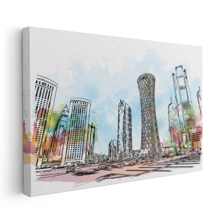 Doha City Skyline, Qatar - Canvas Print Wall Art